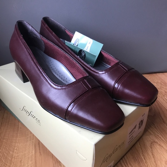 Fanfare 10w wide ladies wine dress shoe - Picture 2 of 6